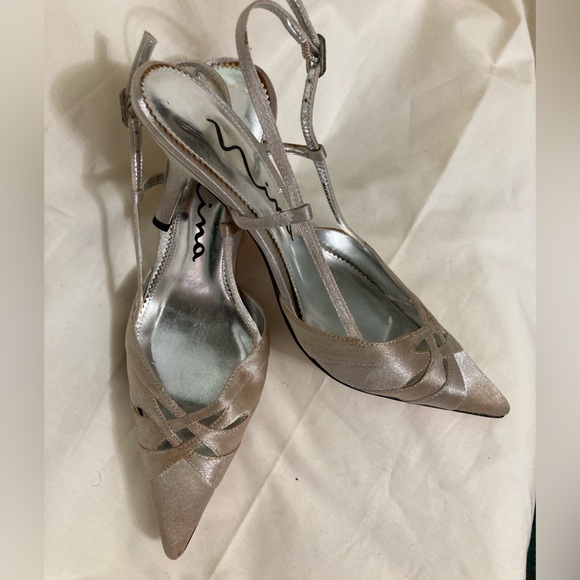 NINA Leather/Silk Sling Back Pumps 6.5M NWOT - Picture 6 of 7